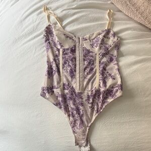 BRAND NEW Purple and Cream Bodysuit